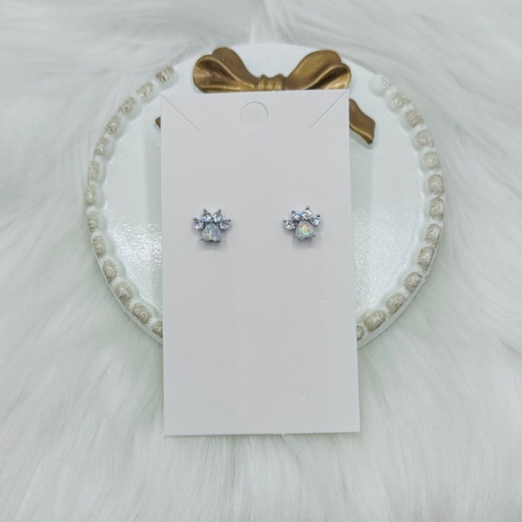 Paw Necklace with Rhinestones & Paw Earring Studs - Picture 3 of 4